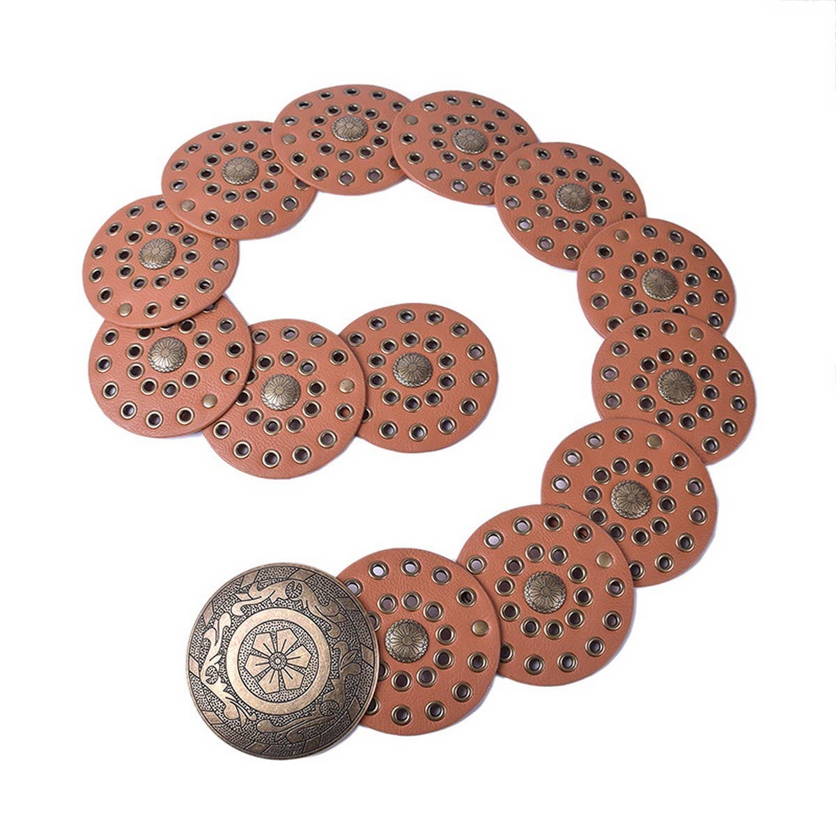 RETRO FASHION RIVET EYELET DISC BELT