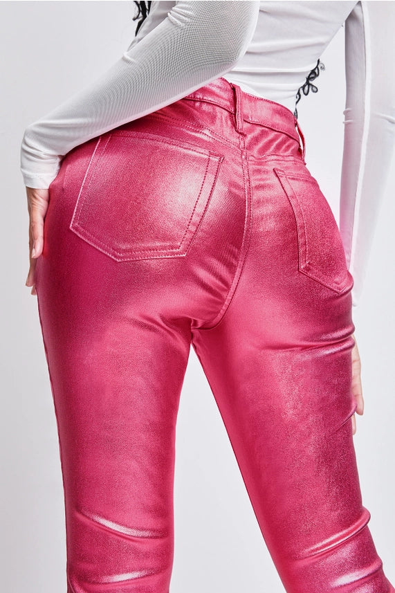 High Rise Metallic Skinny Jeans