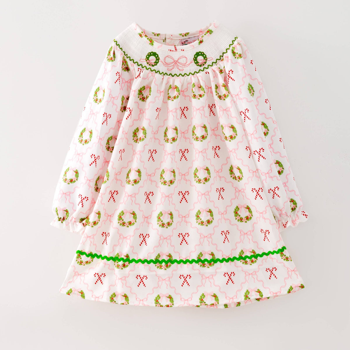Coquette Wreath Smocked Girls Dress