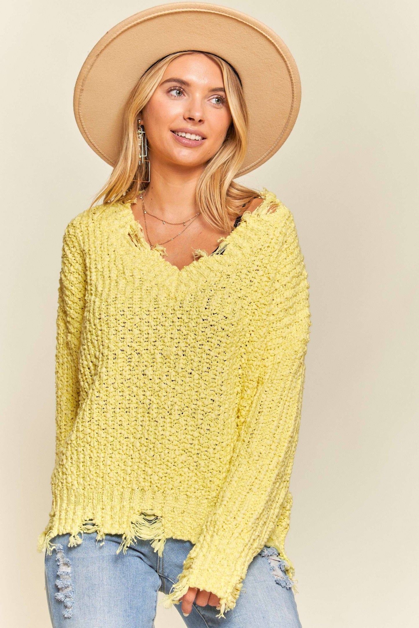 DISTRESSED SWEATER TOP