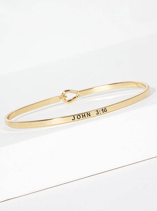 John 3:16 Engraved Inspirational Bangle Bracelet
