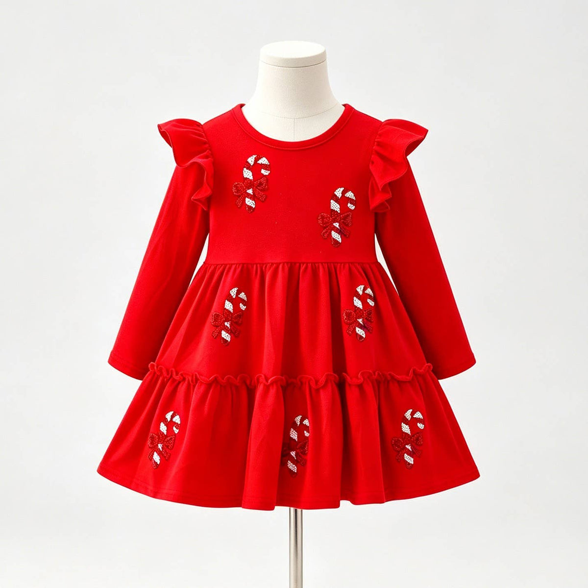 Candy Cane Sequin Girls Dress