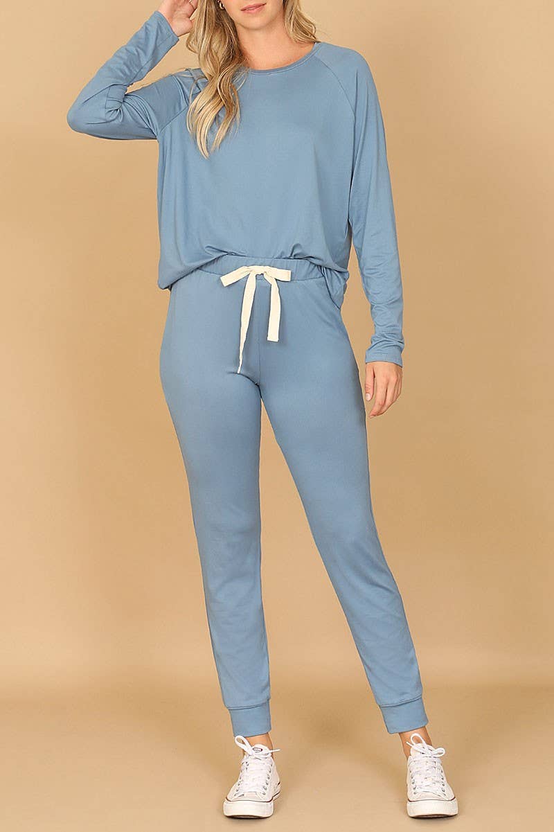 LONG SLEEVE TOP AND JOGGERS SET WITH SELF TIE