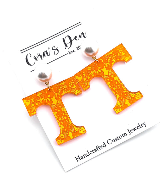 Pearl Tennessee Vols Earrings