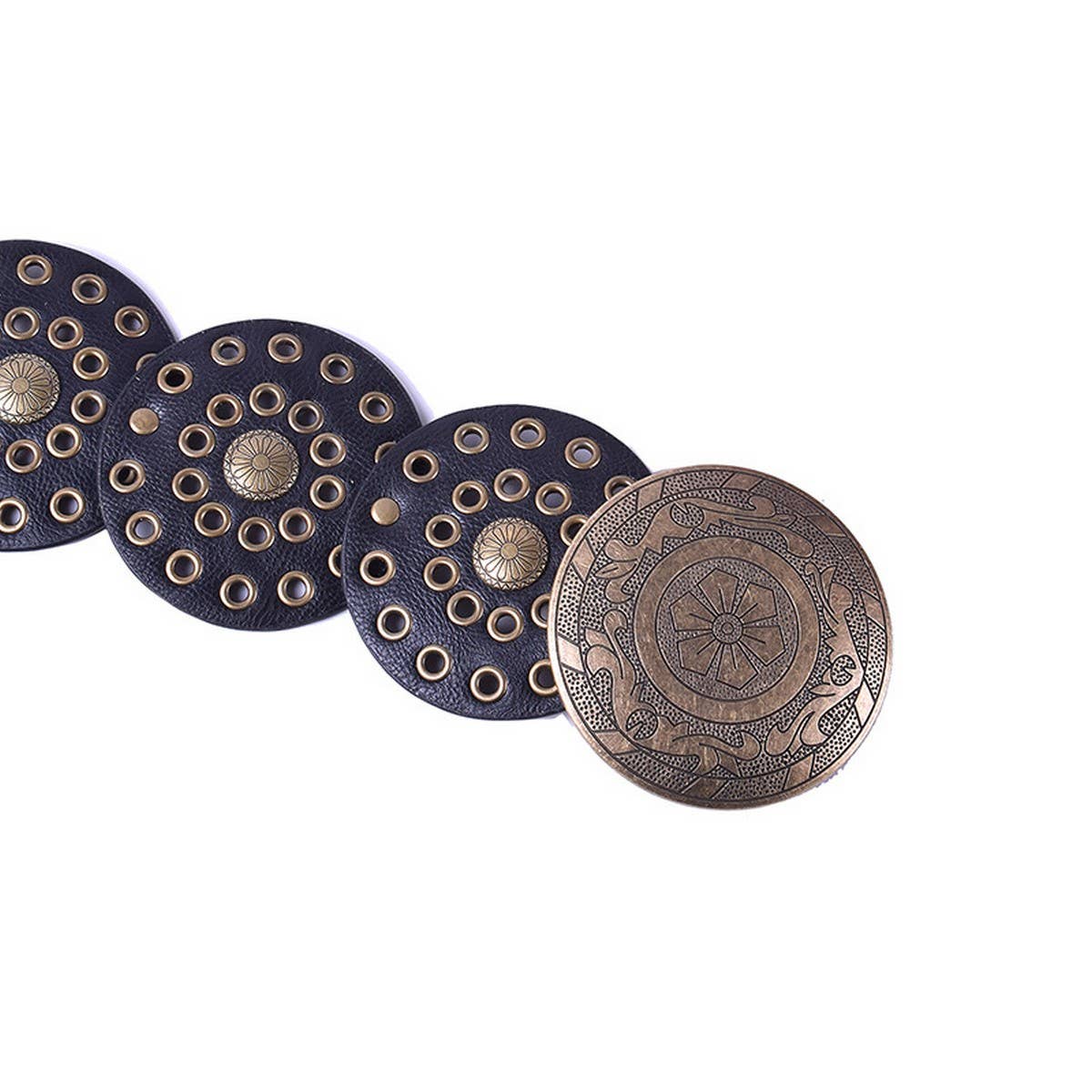 RETRO FASHION RIVET EYELET DISC BELT