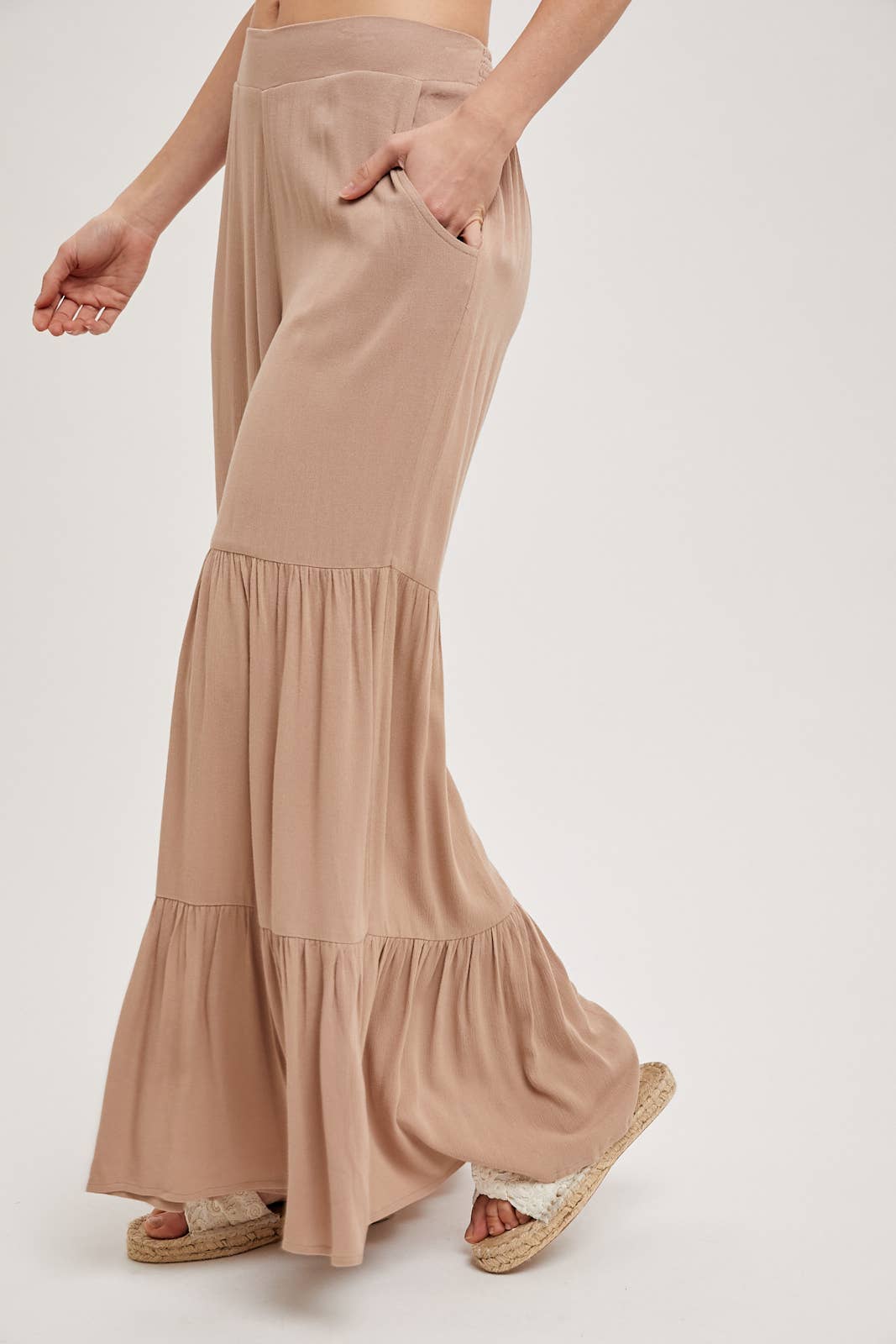 TIERED WIDE LEG PANTS NO LINING