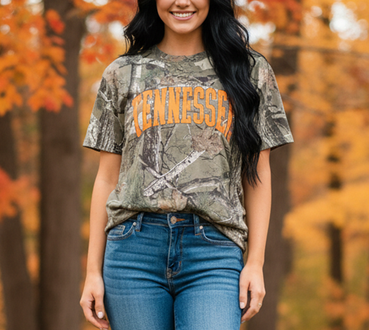 "TENNESSEE" Destressed Camo Tee