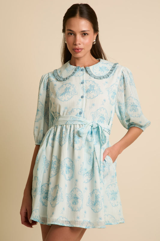 Short Sleeve Mini Dress with Waist Belt