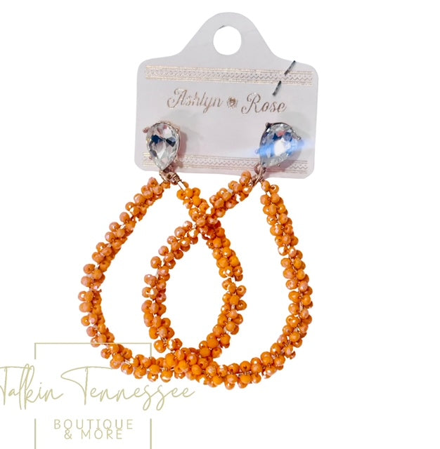 Orange Teardrop Ear Rings