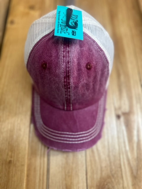 Distressed Maroon Ball Cap