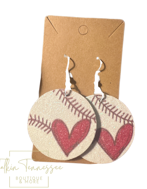 Baseball Heart Earrings