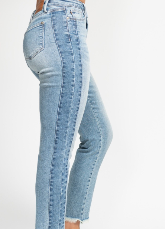 JUDY BLUE - High Waisted Fray Hem Slim Jeans