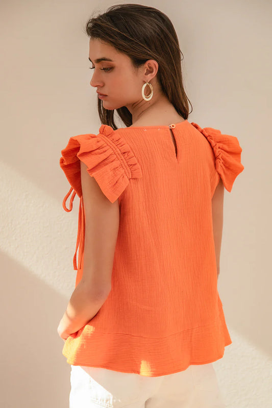 SOLID GAUZE RUFFLED WITH BOW