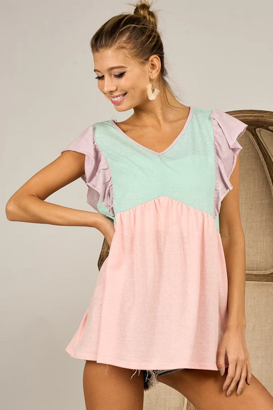 Tri-Blend Ruffled Babydoll Top